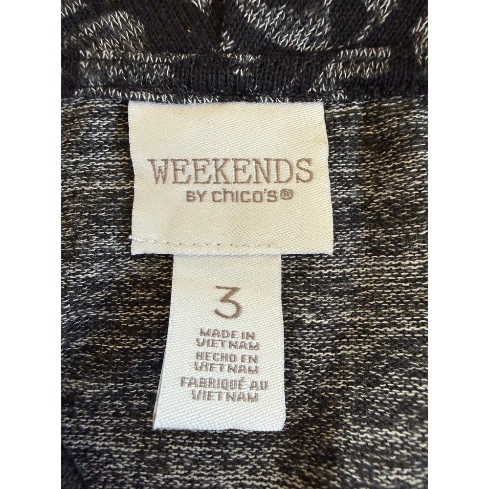 Weekends by Chico's Size 3 (XL/16) Grey Black Damask Floral Cowl Neck Sweatshirt - Picture 6 of 12